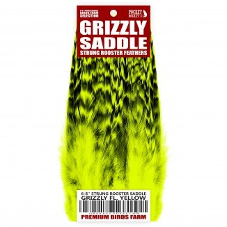 6-8'' STRUNG ROOSTER SADDLE GRIZZLY