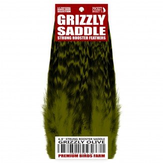 6-8'' STRUNG ROOSTER SADDLE GRIZZLY