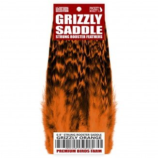 6-8'' STRUNG ROOSTER SADDLE GRIZZLY