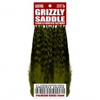 5-6'' STRUNG ROOSTER SADDLE GRIZZLY